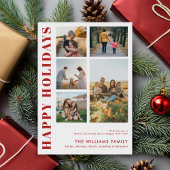 Moderne Minimalistische Familiefotocollage Feestdagenkaart