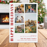 Moderne Minimalistische Familiefotocollage Feestdagenkaart<br><div class="desc">Prettige feestdagen Nee! Stuur dit kerstseizoen uw warme wensen naar vrienden en familie met een aanpasbare fotocollage-kerstkaart met eenvoudige moderne typografie. Personaliseer door uw aangepaste foto's,  namen,  jaar en andere details toe te voegen. Deze minimale kerstkaart is verkrijgbaar in andere kleuren en karton.</div>