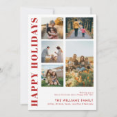 Moderne Minimalistische Familiefotocollage Feestdagenkaart (Voorkant)