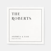 Moderne minimalistische familienaam bruiloft servet (Voorkant)