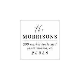 Moderne minimalistische familienaam retouradres rubberstempel