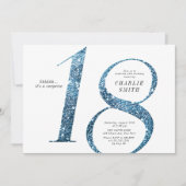 Moderne minimalistische faux blauwe glitter 18e ve kaart (Voorkant)