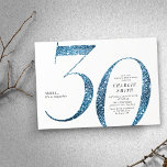 Moderne minimalistische faux blauwe glitter 30e ve kaart<br><div class="desc">Moderne minimalistische 30e verjaardagsfeestuitnodiging heeft een stijlvol faux blauw glitternummer 30 en uw feestdetails in klassiek serif lettertype,  eenvoudig en elegant,  geweldige verrassing volwassen mijlpaal verjaardagsuitnodiging. de achtergrondkleur kan worden gewijzigd in elke kleur van uw keuze.</div>