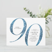 Moderne minimalistische faux blauwe glitter 90ste  kaart (Staand voorkant)