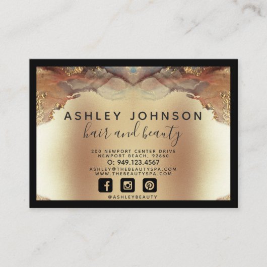 Moderne minimalistische Faux Gold Foil Lash Afterc Visitekaartje (Voorkant)