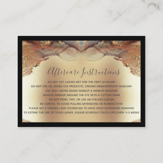 Moderne minimalistische Faux Gold Foil Lash Afterc Visitekaartje (Achterkant)