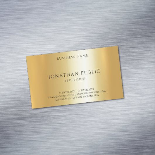 Moderne minimalistische Faux Gold Professional Magnetisch Visitekaartje (Voorbeeld)
