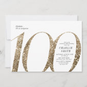 Moderne minimalistische faux gouden glitter 100ste kaart (Voorkant)