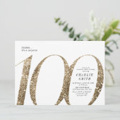 Moderne minimalistische faux gouden glitter 100ste kaart (Staand voorkant)