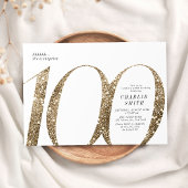 Moderne minimalistische faux gouden glitter 100ste kaart