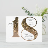 Moderne minimalistische faux gouden glitter 18e ve kaart (Staand voorkant)