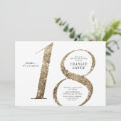 Moderne minimalistische faux gouden glitter 18e ve kaart (Staand voorkant)