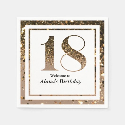 Moderne minimalistische faux gouden glitter 18e ve servet (Voorkant)