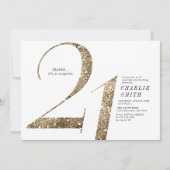 Moderne minimalistische faux gouden glitter 21e ve kaart (Voorkant)