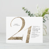 Moderne minimalistische faux gouden glitter 21e ve kaart (Staand voorkant)