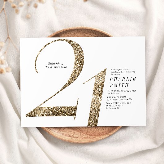 Moderne minimalistische faux gouden glitter 21e ve kaart
