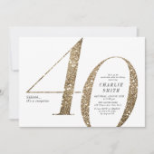 Moderne minimalistische faux gouden glitter 40e ve kaart (Voorkant)