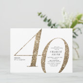 Moderne minimalistische faux gouden glitter 40e ve kaart (Staand voorkant)