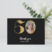Moderne minimalistische faux gouden glitter 50ste bedankkaart (Staand voorkant)