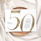 Moderne minimalistische faux gouden glitter 50ste  kaart