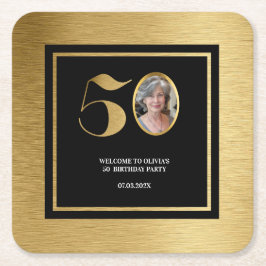 Moderne minimalistische faux gouden glitter 50ste  kartonnen onderzetters