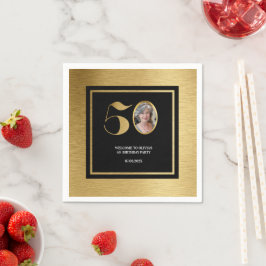 Moderne minimalistische faux gouden glitter 50ste  servet