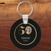 Moderne minimalistische faux gouden glitter 50ste  sleutelhanger (Voorkant)