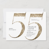 Moderne minimalistische faux gouden glitter 55e ve kaart (Voorkant)