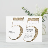 Moderne minimalistische faux gouden glitter 55e ve kaart (Staand voorkant)