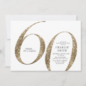 Moderne minimalistische faux gouden glitter 60e ve kaart (Voorkant)