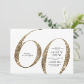 Moderne minimalistische faux gouden glitter 60e ve kaart (Staand voorkant)