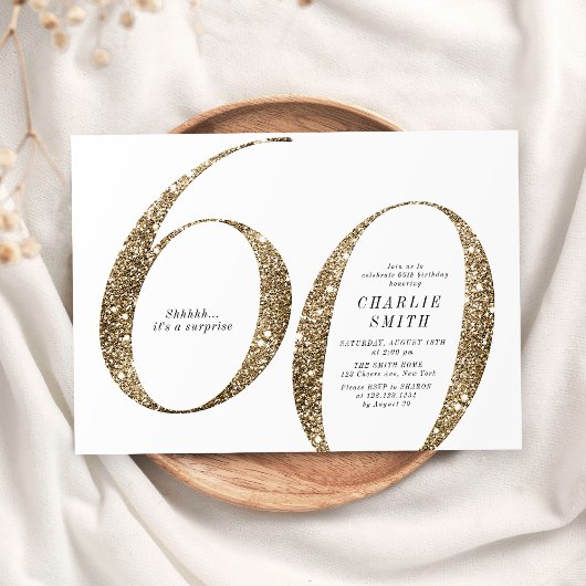 Moderne minimalistische faux gouden glitter 60e ve kaart