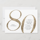 Moderne minimalistische faux gouden glitter 80ste  kaart (Voorkant)