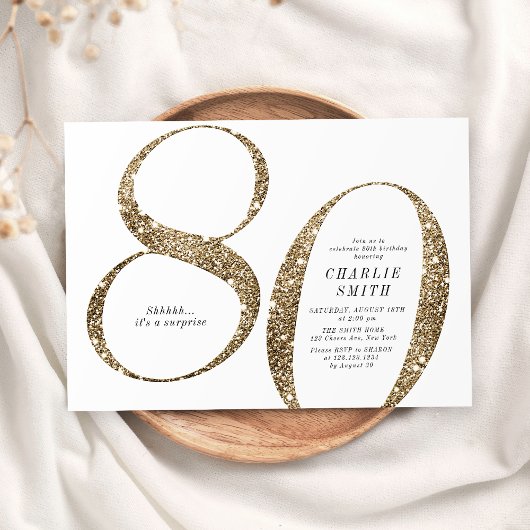 Moderne minimalistische faux gouden glitter 80ste  kaart