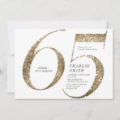 Moderne, minimalistische faux goudglitter 65ste ve kaart (Voorkant)