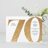 Moderne, minimalistische faux goudglitter 70ste ve kaart (Staand voorkant)