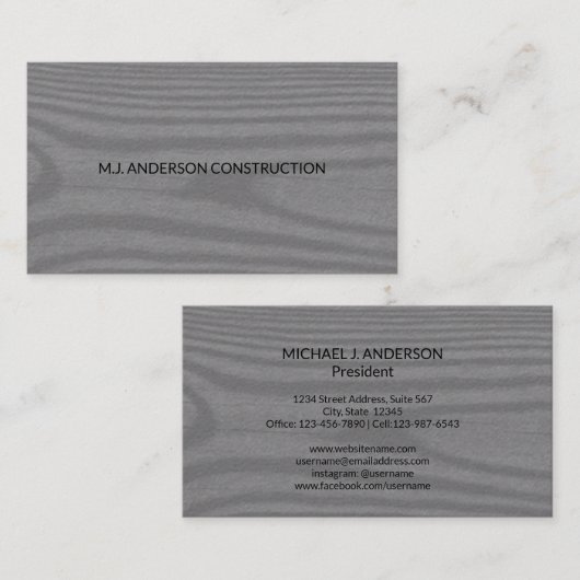 Moderne minimalistische Faux Rustic Wood Elegant G Visitekaartje (Voorkant / Achterkant)