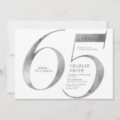 Moderne, minimalistische faux Silver 65ste verjaar Kaart (Voorkant)