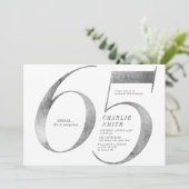 Moderne, minimalistische faux Silver 65ste verjaar Kaart (Staand voorkant)