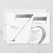 Moderne minimalistische faux Silver 75ste verjaard Kaart (Voorkant)