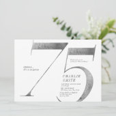 Moderne minimalistische faux Silver 75ste verjaard Kaart (Staand voorkant)
