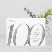 Moderne minimalistische faux zilver 100ste verjaar kaart (Staand voorkant)