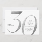 Moderne minimalistische faux zilver 30ste verjaard kaart (Voorkant)