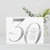 Moderne minimalistische faux zilver 30ste verjaard kaart (Staand voorkant)