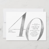Moderne minimalistische faux zilver 40ste verjaard kaart (Voorkant)