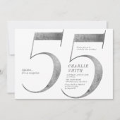 Moderne minimalistische faux zilver 55e verjaardag kaart (Voorkant)