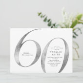 Moderne minimalistische faux zilver 60ste verjaard kaart (Staand voorkant)