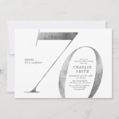 Moderne minimalistische faux zilver 70ste verjaard kaart (Voorkant)