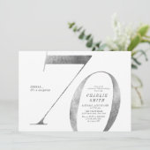 Moderne minimalistische faux zilver 70ste verjaard kaart (Staand voorkant)