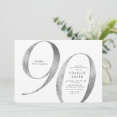 Moderne minimalistische faux zilver 90ste verjaard kaart (Staand voorkant)